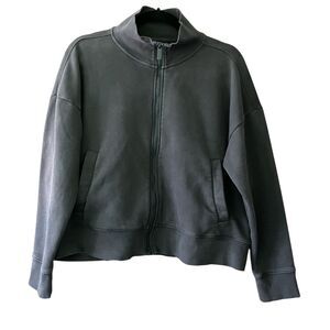 Upwest high neck zip up fleece lined sweat jacket